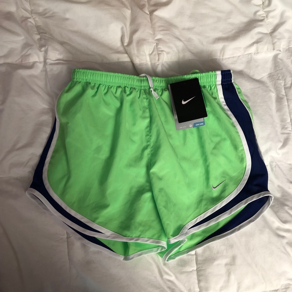 Small Nike Dri-Fit Shorts, Lime Green / Blue Sides